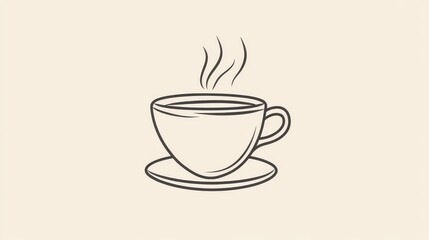 Obraz premium 29.Elegant outline icon of a coffee cup, balanced proportions and refined curves, created in monochrome vector format for scalable pattern applications