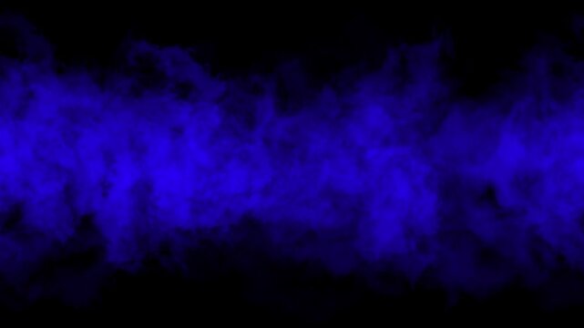 4K blue smoke fog looping animation on black background