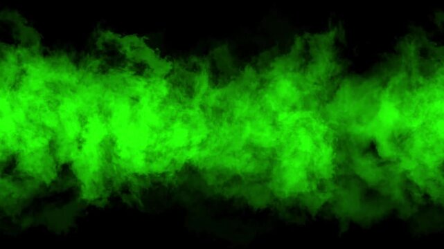 4K green smoke fog looping animation on black background