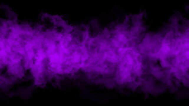 4K purple smoke fog looping animation on black background