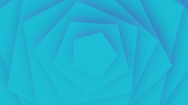 Abstract Geometric Pentagon Tunnel Background Seamless Loop Blue Gradient Motion Graphic