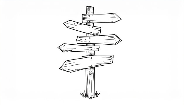 Hand Drawn Wooden Road Sign Doodle 