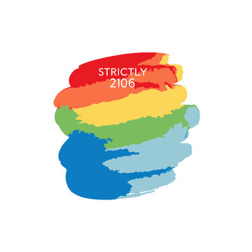 Rainbow Paint Brush Strokes with Text vector illustration