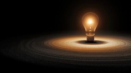 Illuminated Light Bulb in Dark Surrounding with Soft Glow Effect © 69 Timeless  Studio 