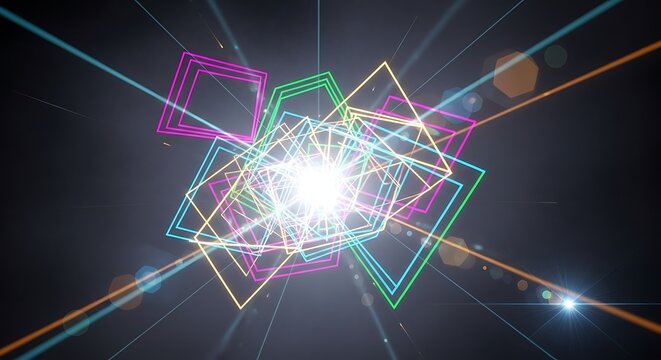 Vibrant Neon Geometric Shapes with Light.