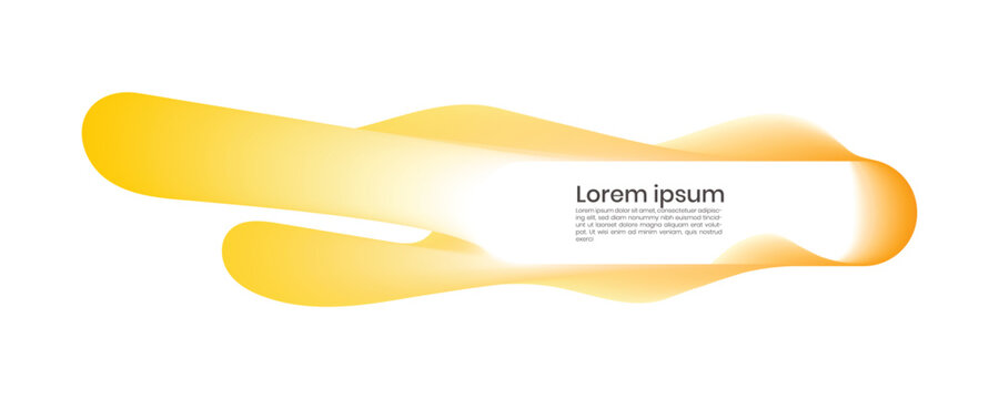 Abstract flowing yellow gradient banner with white text box for copy space, dynamic fluid shape, modern design element, smooth wave form, vibrant color transition, clean background, digital art, grap.