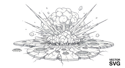 Explosion Blast Wave Impact Line Art Vector © Korek