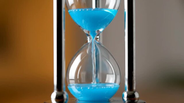 Blue Sand Hourglass on Stand.