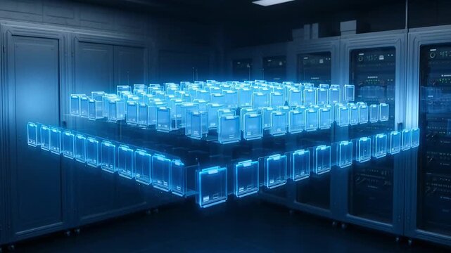Digital Data Server Visualization with Floating Holographic Storage Arrays