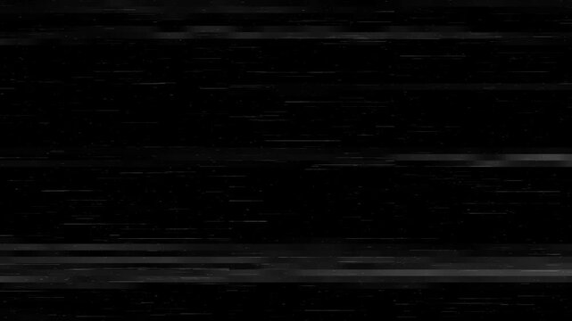 Glitchy Horizontal Lines and Speckles on Black Background