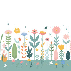 Obraz premium flat vector spring floral elements set