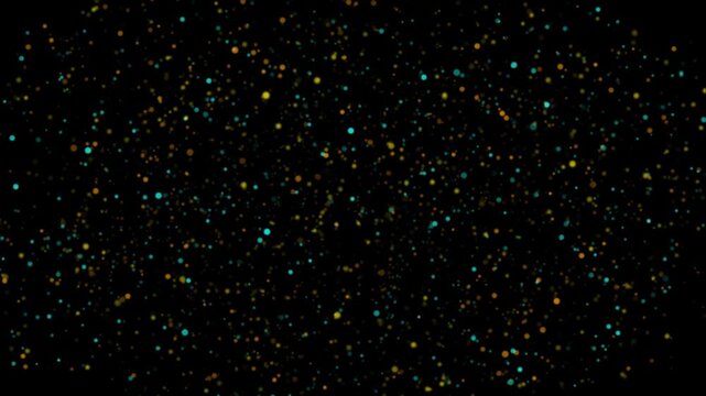 Scattered Golden and Teal Particles on Black abstract