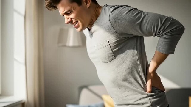 Man suffering from severe lower back pain
