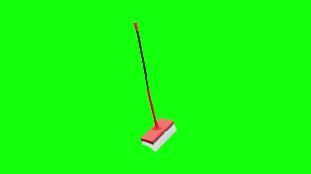 3D Floor squeegee cleaning tool animated on green screen background