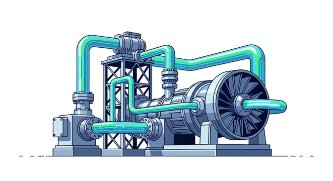 Industrial machinery and piping system.
