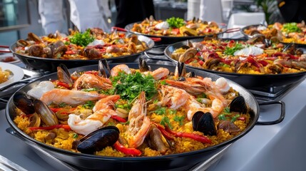 Obraz premium Seafood Paella: Authentic Spanish Rice Dish, Restaurant Quality