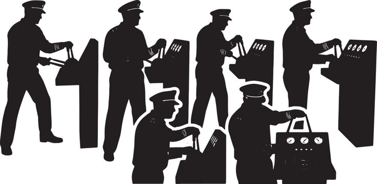 Black Solid Captain Pulling Lever Throttle Set of Six