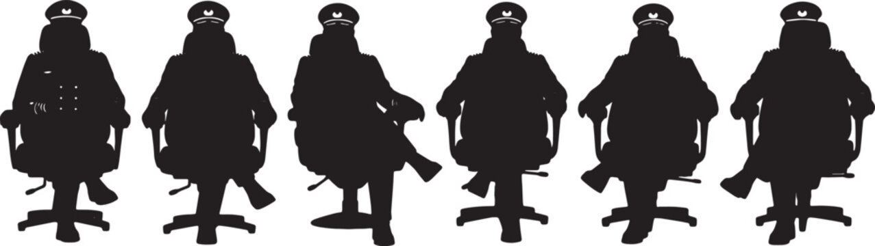 Black Solid Captain Sitting In Bridge Chair Set of Six