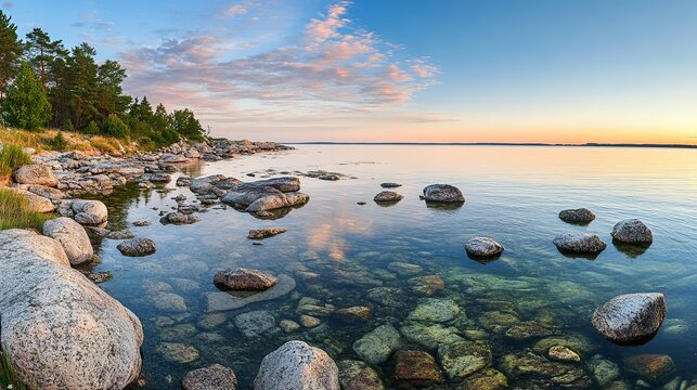 Kasmu coastal rocks at sunset estonia baltic sea scenic panorama