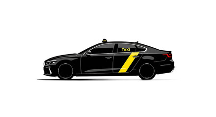 Obraz premium Black Car with Yellow Taxi Sign.