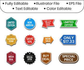 Obraz premium Promotional Stickers and Sale Badges Collection