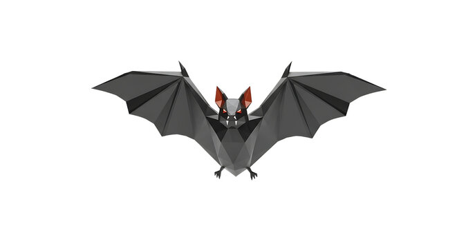 Colorful origami bat with red ears.