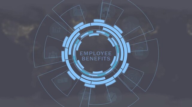Employee benefits concept. Indirect and non-cash compensation paid to employees offered to attract and retain employees. Fringe benefits for employee engagement. 4k motion