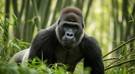 Obraz premium Western Lowland Gorilla in Jungle Habitat.