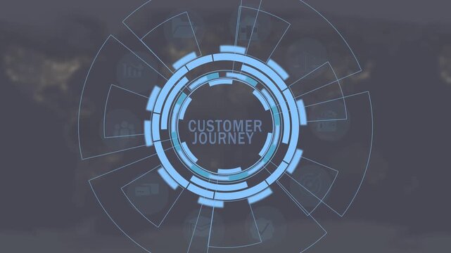 Client Management Infographic with Icons and Dark Background Keywords: client management