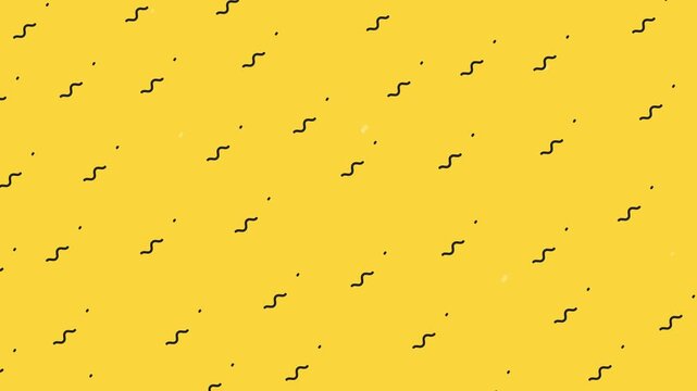Abstract Yellow Background with Wavy Lines and Squiggles Minimalist Pattern Motion Graphics