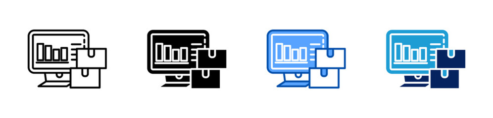 statistics product icon set multiple style collection