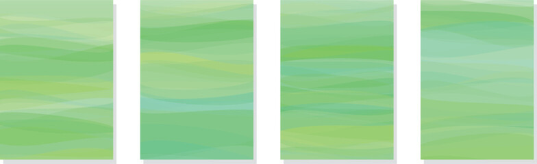 Obraz premium 幻想的な寒色の波の抽象的な曲線グラデーション背景セット