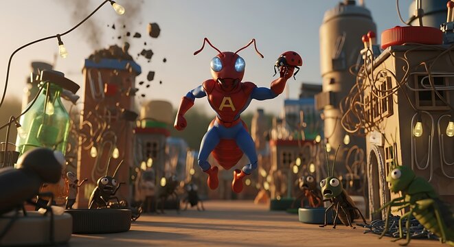 Spider-Man swinging through city street at night.