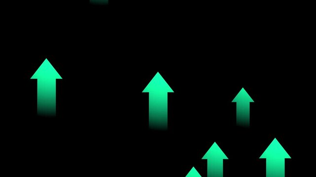 Growth up arrows animation on the black background.
