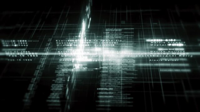 A high-tech digital grid with glowing data streams, abstract connections, and futuristic interface elements representing network systems, cybersecurity, and advanced technology.