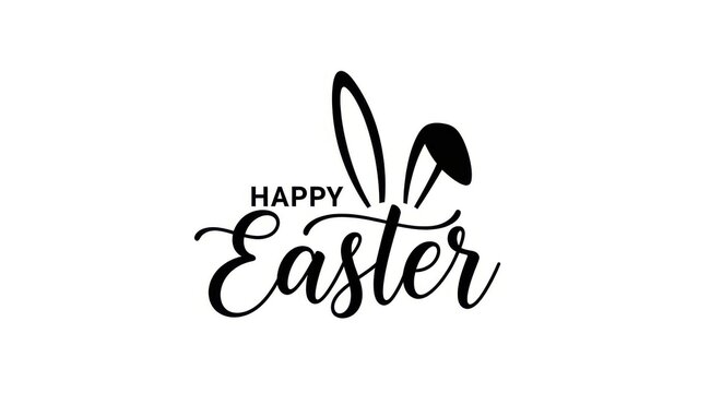 Black happy easter bunny ears on white background