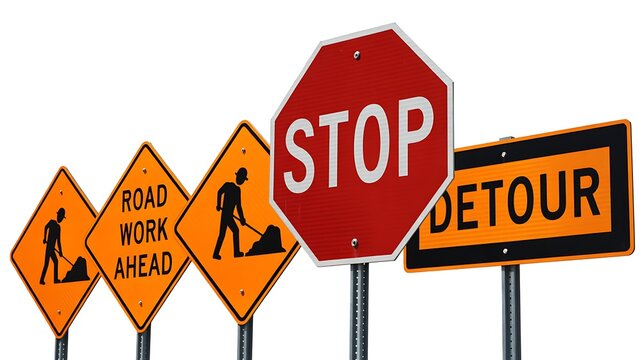 Set of 4 road signs icons vector, traffic signs