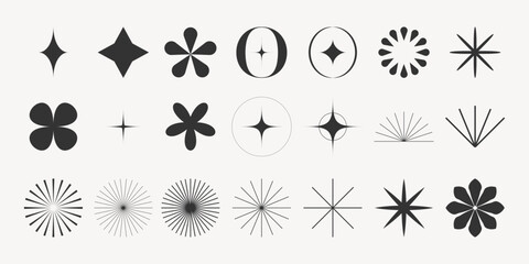 Abstract geometric starburst shapes vector element set
