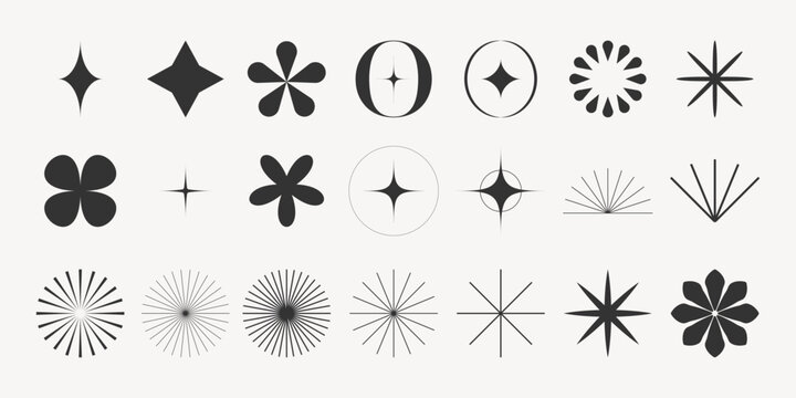 Abstract geometric starburst shapes vector element set