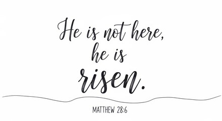 Obraz premium He is not here he is risen easter christian quote on white
