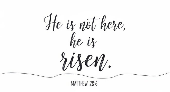 He is not here he is risen easter christian quote on white