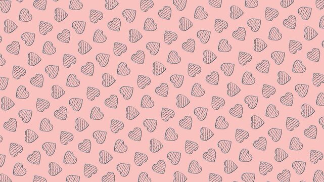 Hand Drawn Heart Pattern Seamless Background Pink Pastel Love Valentine Day Romantic Texture