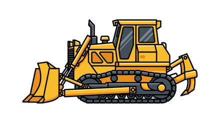 Yellow bulldozer heavy equipment machine. © aifa