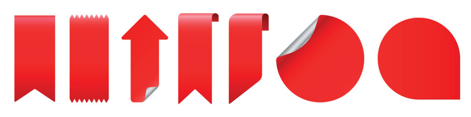 Red ribbon shapes collection vector elements