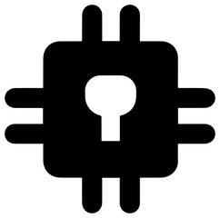 Obraz premium Confidential computing icon with keyhole and circuit board elements on white background