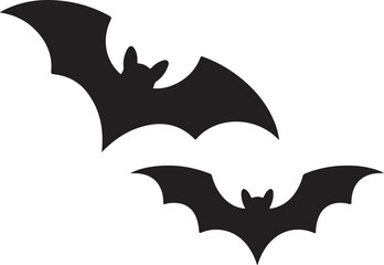 Fototapeta premium Two stylized bats flying in a minimalist black and white design