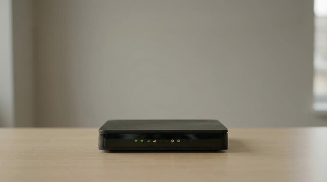 Wireless Internet Router With Indicator Lights Representing Digital Connectivity Infrastructure and Network Communication Technology