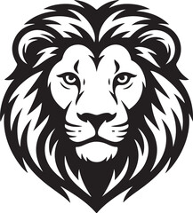 Fototapeta premium Majestic black and white lion head illustration in profile view