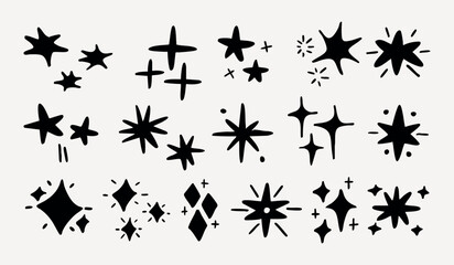 Fototapeta premium Hand-drawn star shapes collection element vector set