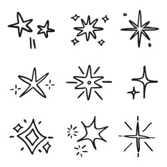 Fototapeta premium Hand-drawn star doodles collection element vector set